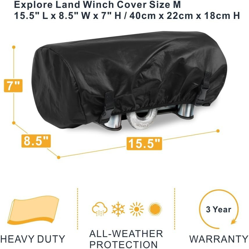 Waterproof Universal Winch Cover – Dust Resistant Winches Cover 15.5 X 8.5 X 7 I