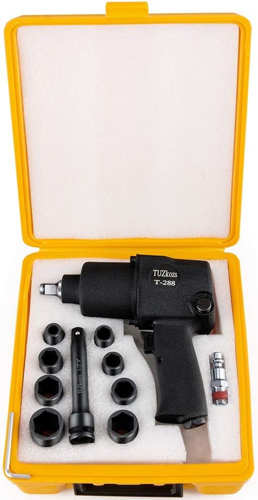 T-288 1/2&Prime; Air Impact Wrench Kit [ mm Size Sockets ] Heavy Duty Twin Hammer