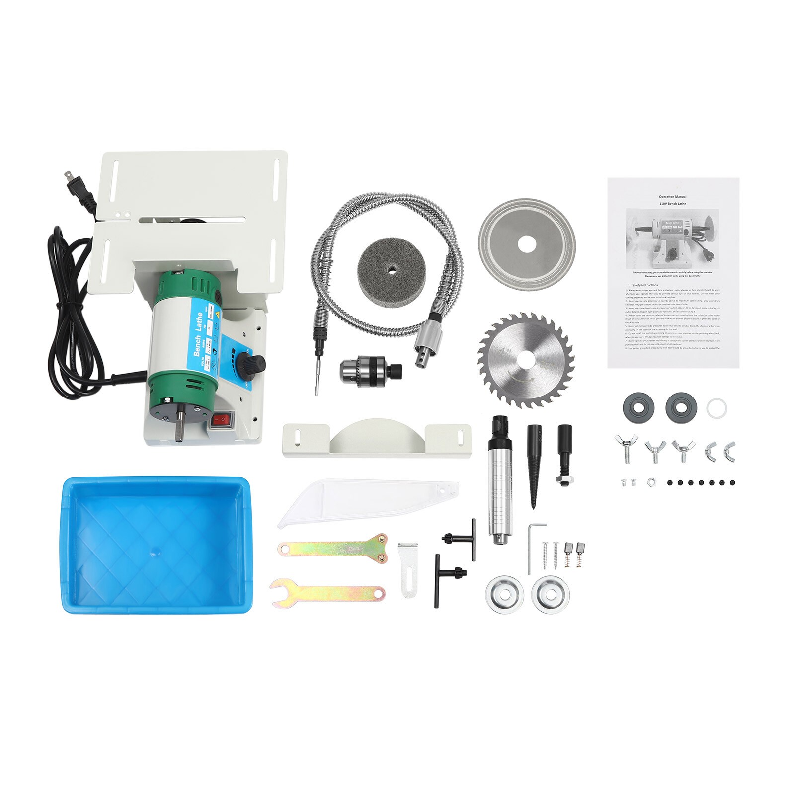 750W Multifunctional Bench Grinder, 110V Rock Polisher, 5-in-1 Bench Grinder Kit