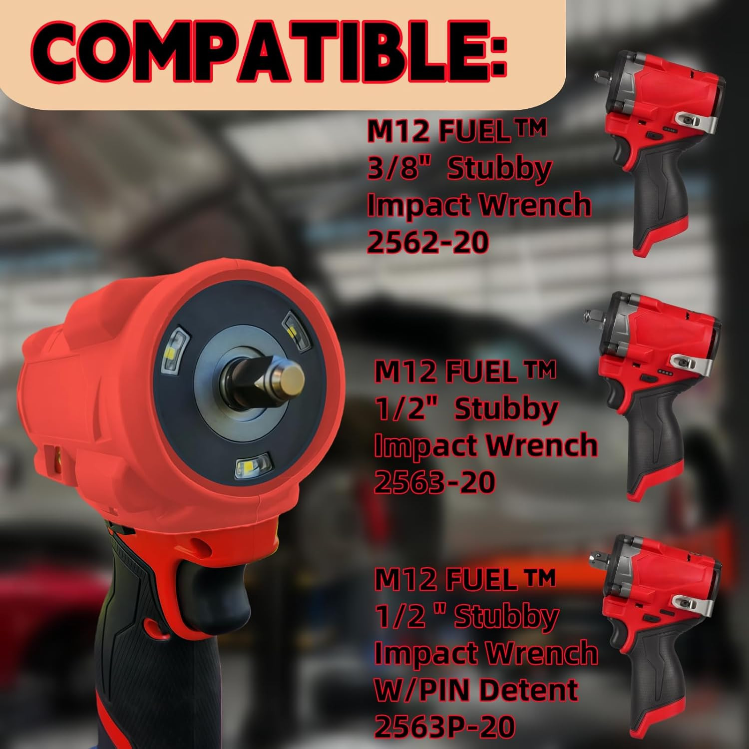 49-16-2563 Impact Wrench Rubber Protective Boot for M12 Fuel Stubby 3/8&Prime; & 1/2&Prime;