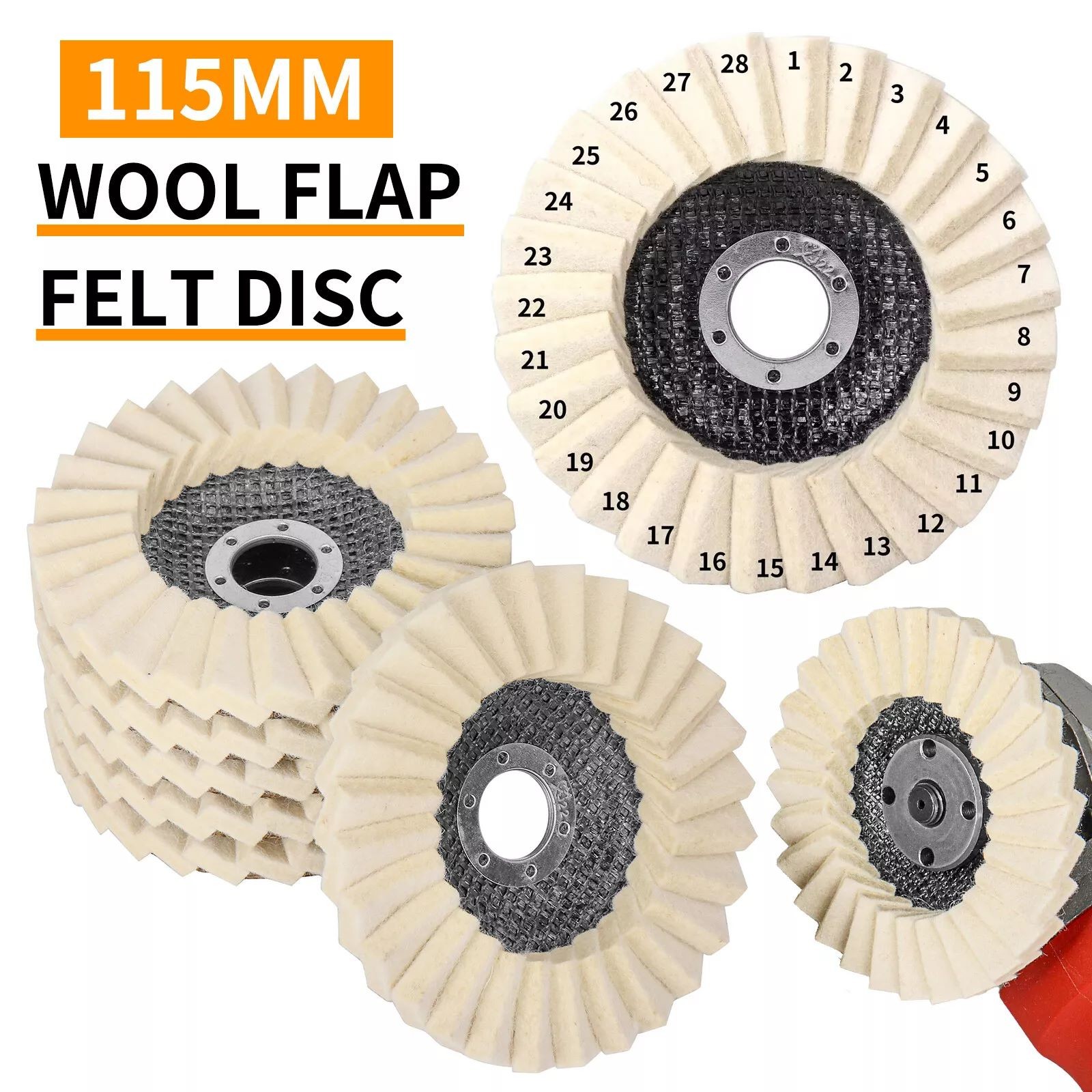 115MM Wool Felt Flap Disc Finishing Wheel Buffing Pads For Wood Metal Glass 2x