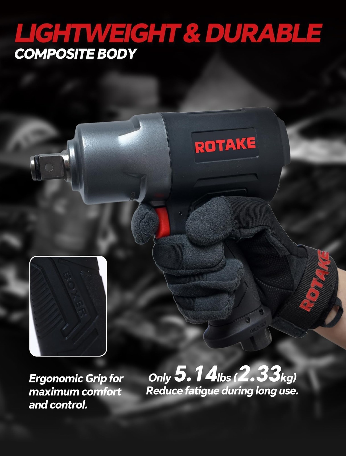 ROTAKE 1/2&Prime; Air Impact Wrench, 1400 ft-lbs, Twin Hammer, RT-5276