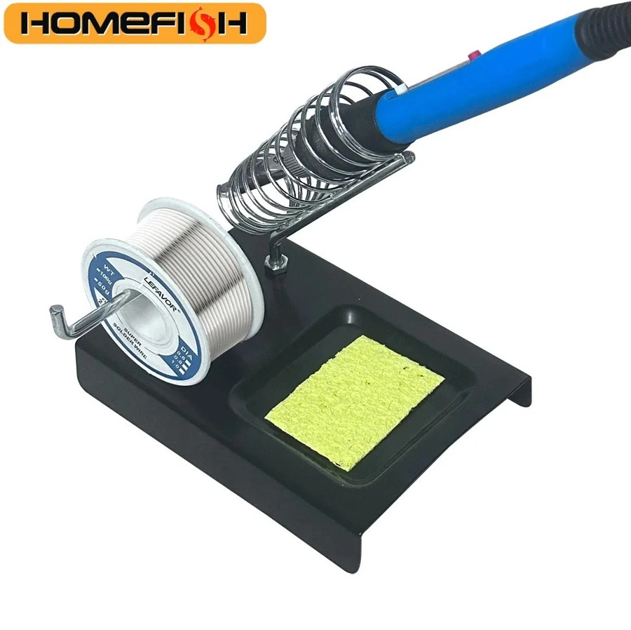 1pc Black Portable Soldering Iron Stand with Cleaning Sponge Holder – NEW