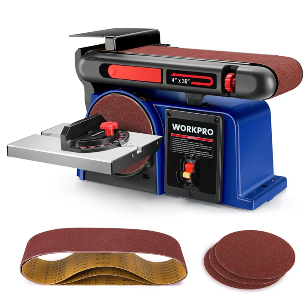 WORKPRO 4.3Amp Belt Disc Sander 4in.x36 in. Belt &6 in. Disc Sander Bench Sander