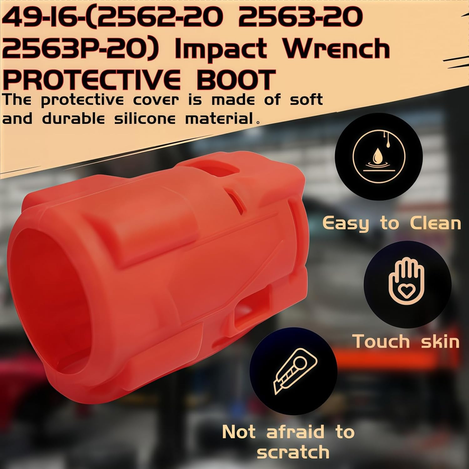 49-16-2563 Impact Wrench Rubber Protective Boot for M12 Fuel Stubby 3/8&Prime; & 1/2&Prime;