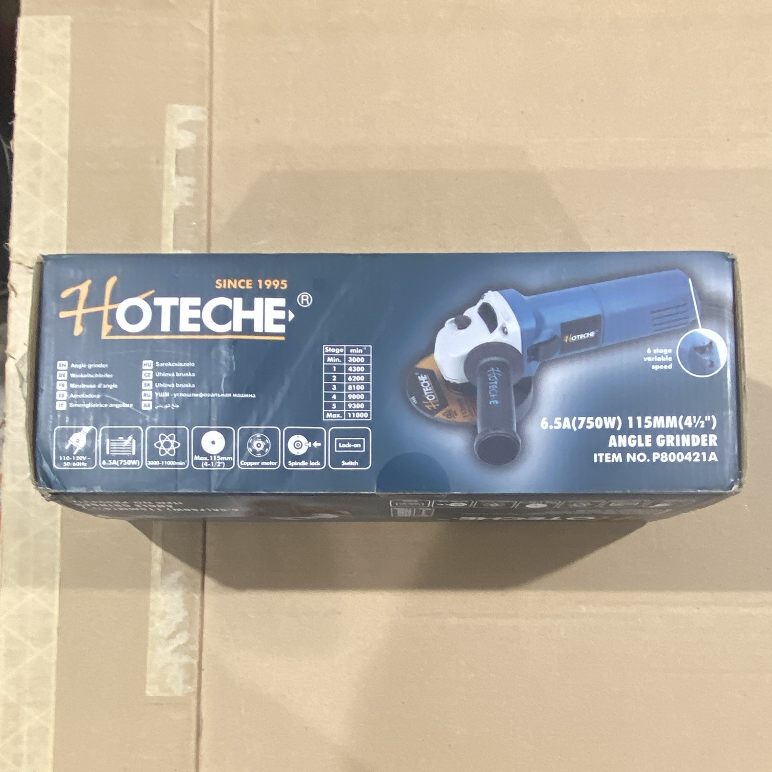 Hoteche P800421A 750W 6.5A Corded Angle Grinder 4-1/2&Prime; 110-120V