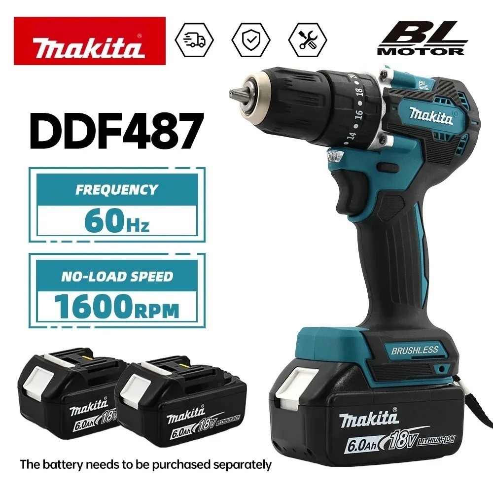 Makita DDF487 Brushless 18V Electric Drill Driver Professional Power Tool