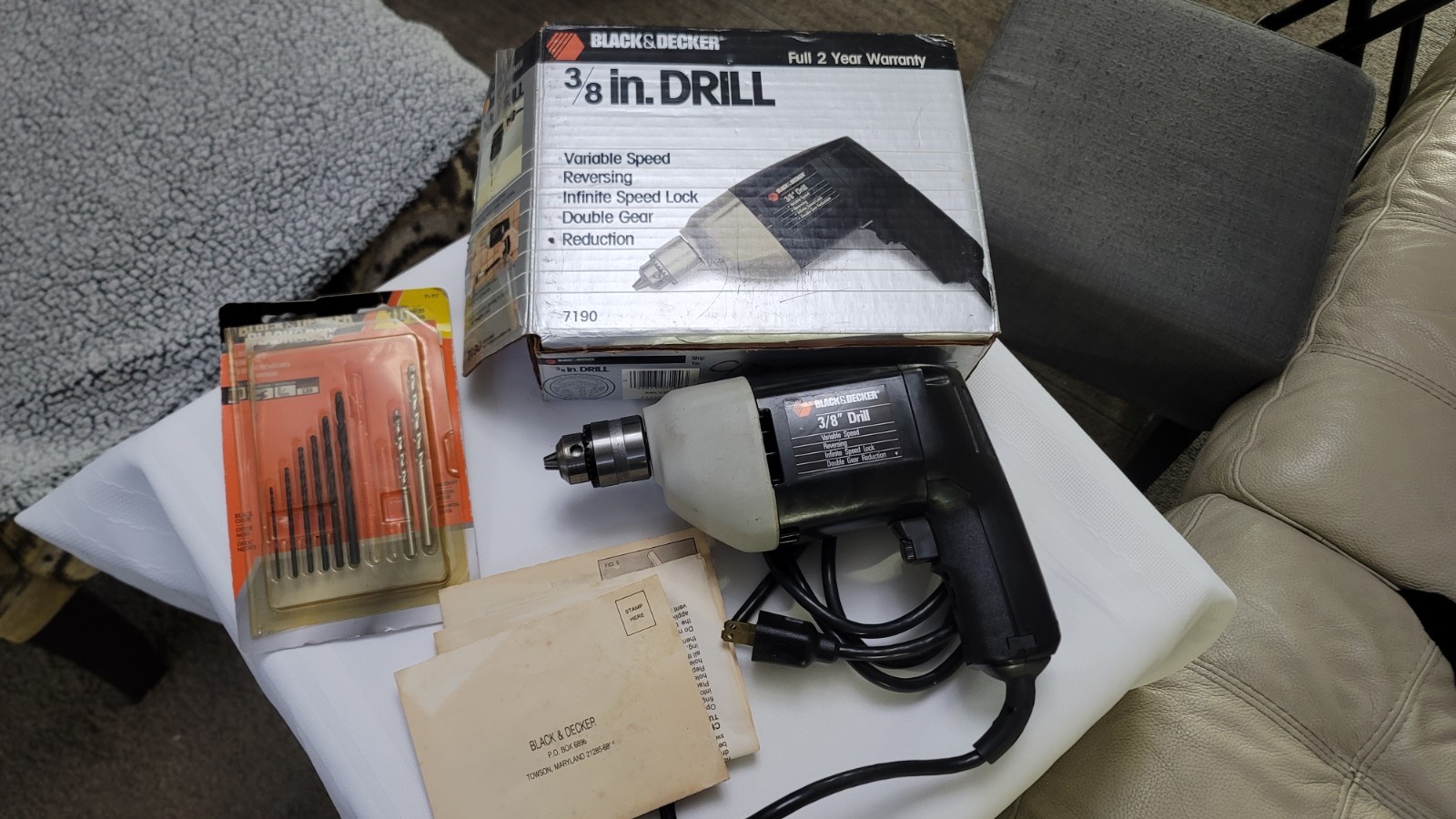 Black and Decker Drill 3.0A 120v 0-1200 VSR 7190 Type 1 3/8&Prime; 6&prime; cord Works Great