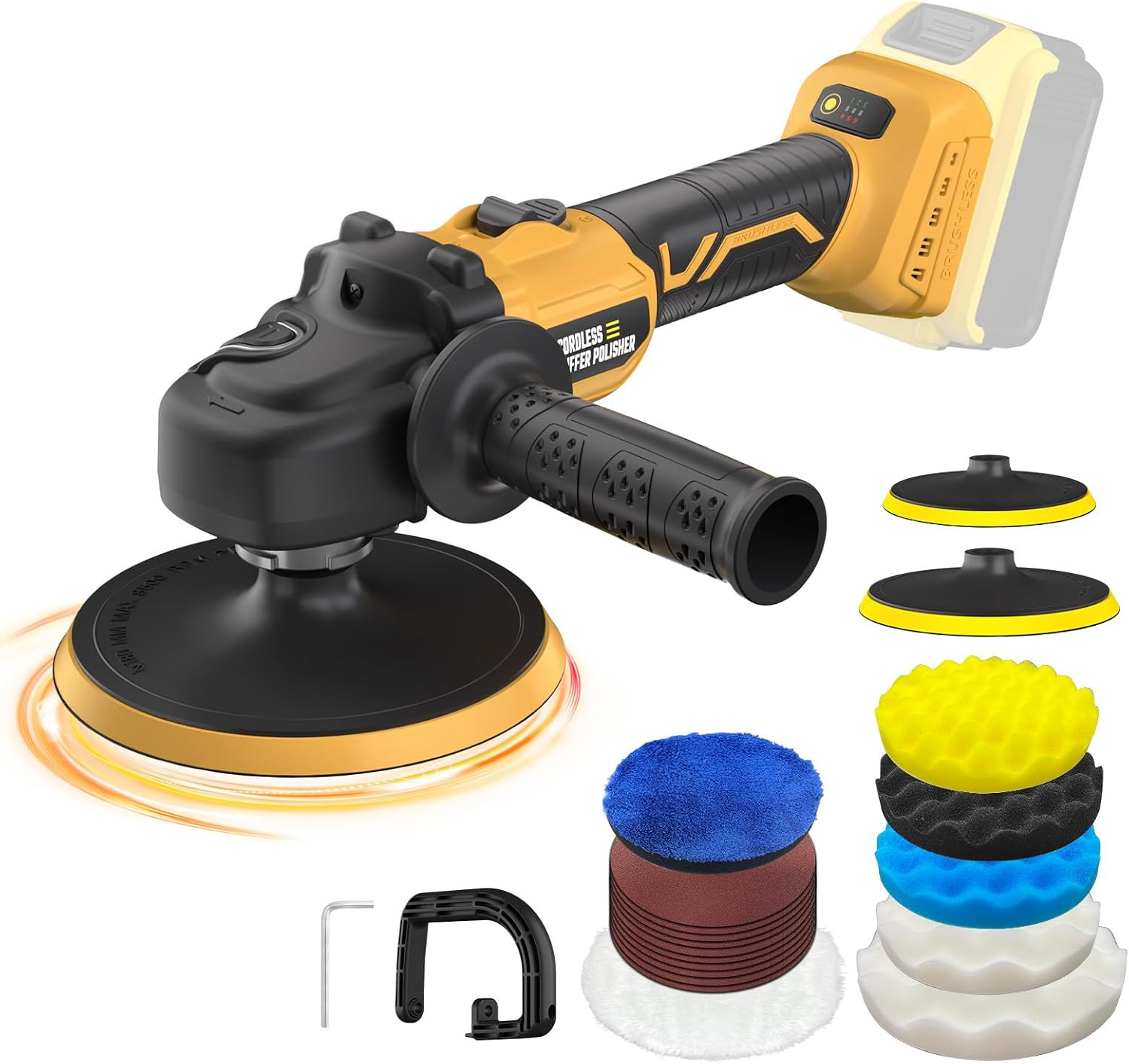 Rotary Buffer Polisher Kit 7 Inch/6 Inch for Dewalt 20V Battery (Tool Only) | 6