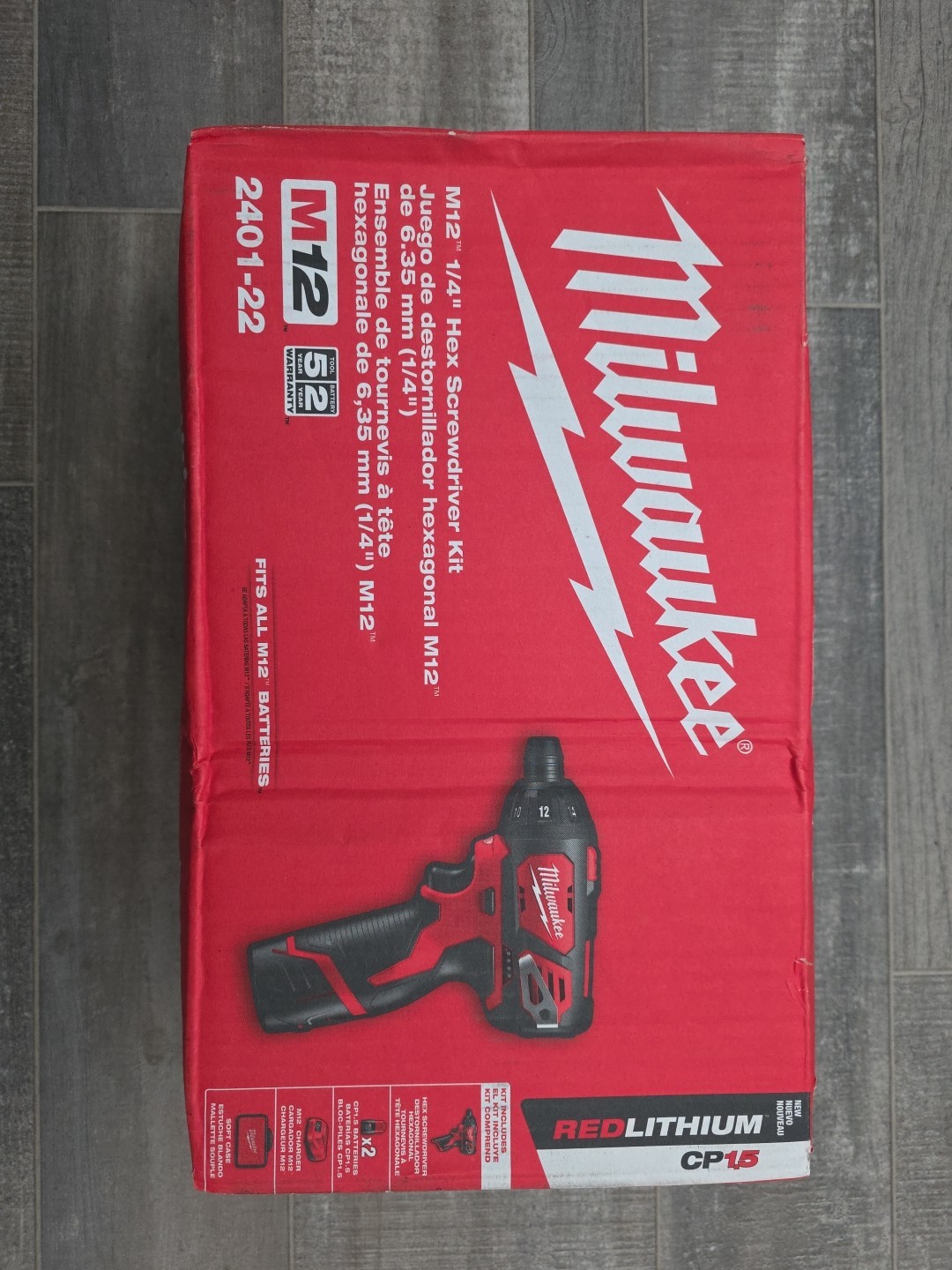 Milwaukee 12V Li-Ion 1/4&Prime; Hex Screwdriver Kit (2401-22)