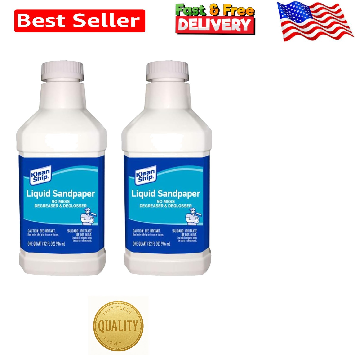 Effortless Surface Preparation: 2-Quart Easy Liquid Sander Deglosser – Unscented