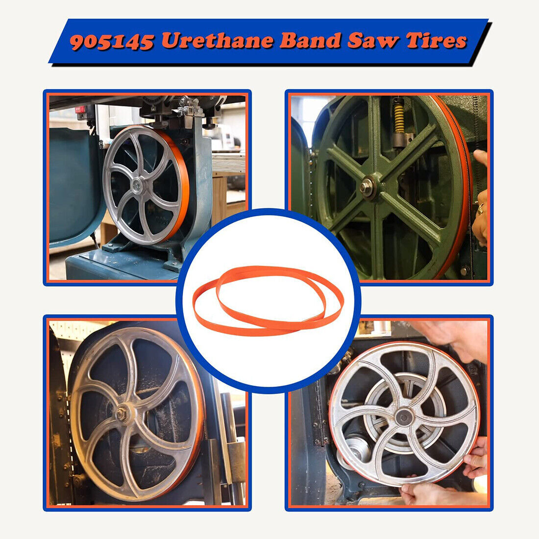 2-Pack Urethane Band Saw Tires, Replace for 14&Prime; Delta 905145 Craftsman 3AD92501