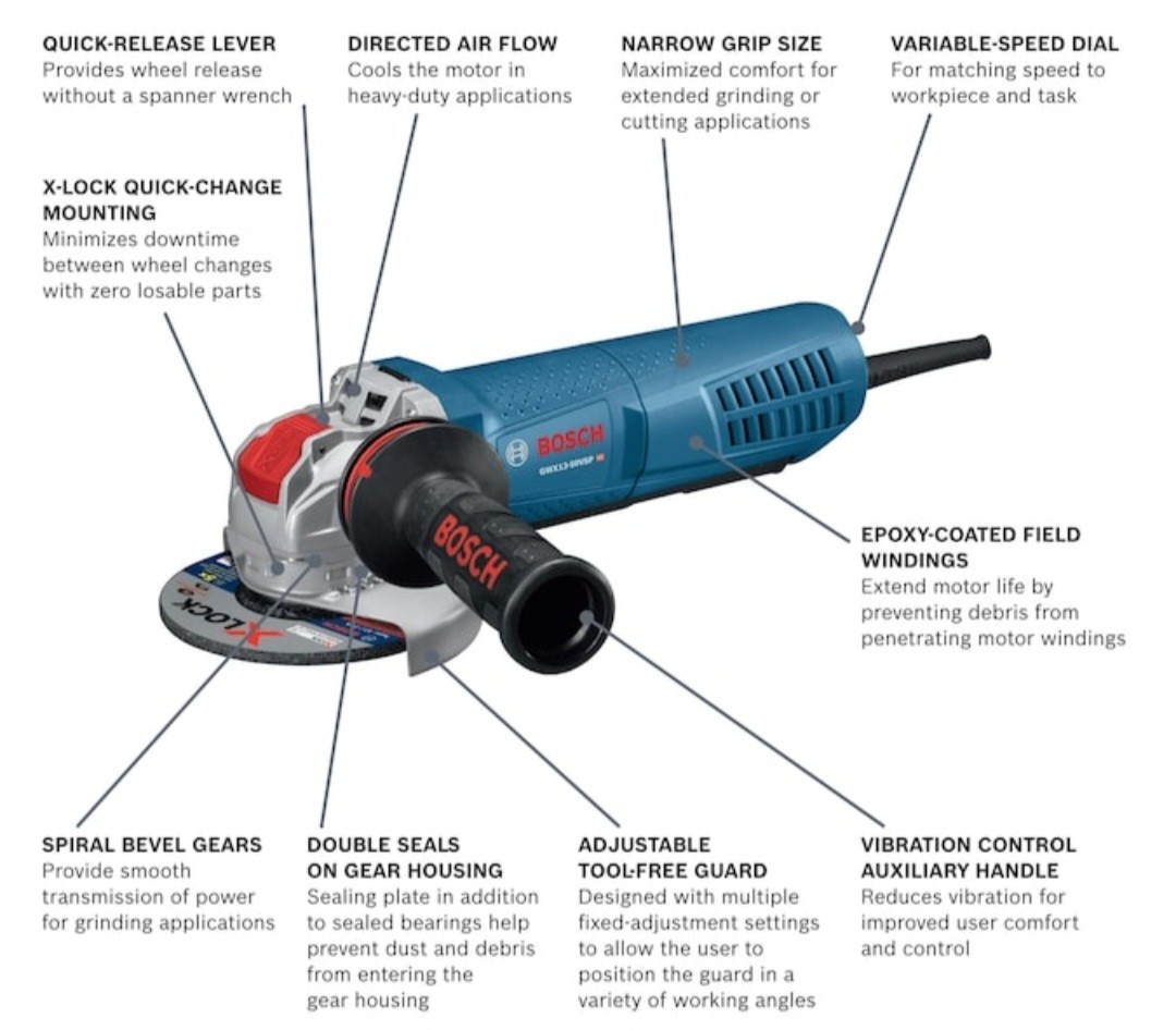 Bosch GWX13-50VSP X-Lock 5&Prime; 10-Amp Paddle Switch Angle Grinder
