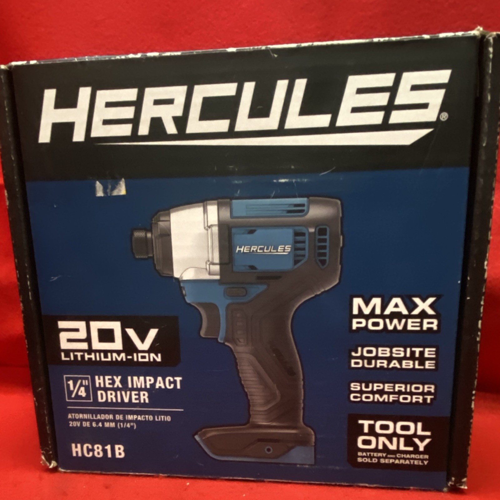 Hercules HC81B 20V Li-Ion Cordless 1/4&Prime; Hex Impact Driver 1500 in-lbs LED