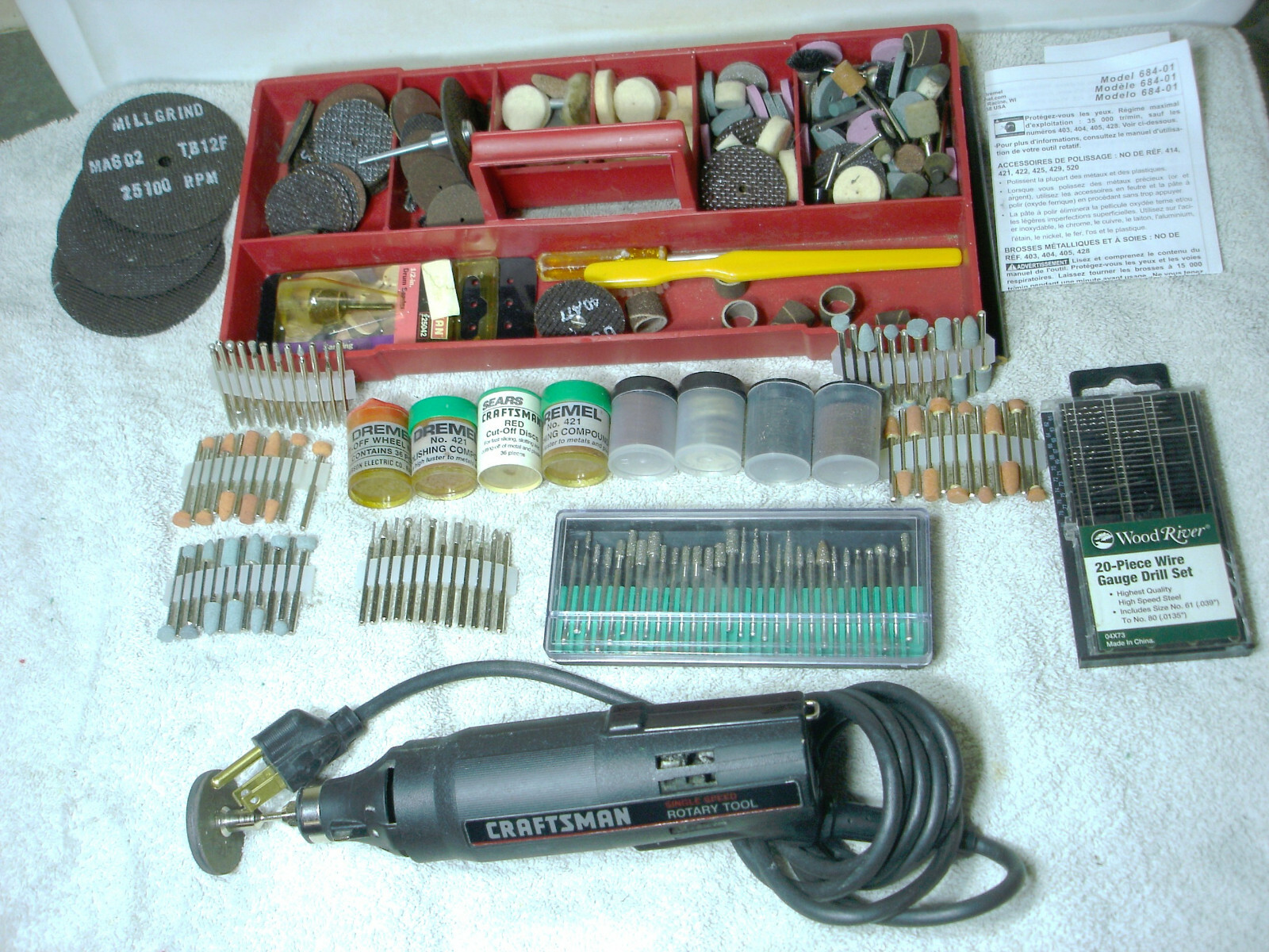Craftsman Single Speed Rotary Tool Drill Grinder / WITH MANY ACCESSORIES