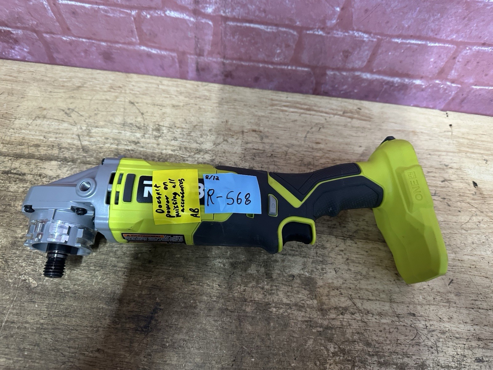 Ryobi ONE+ 18V 4-1/2 in. Angle Grinder -(PCL445B) For Parts Or Repair R-568