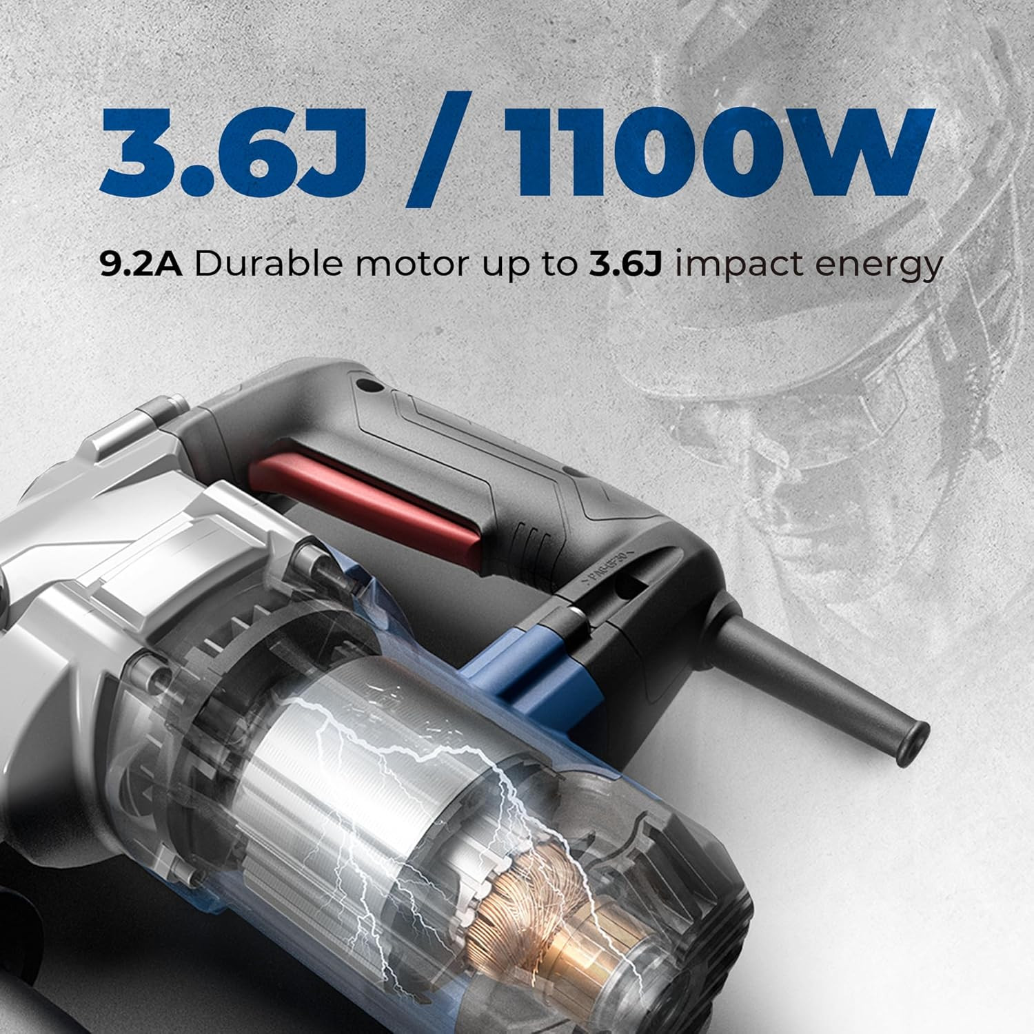 Dongcheng 1-1/8 Inch Sds-Plus Rotary Hammer with 9.2A Motor, 3.6J Impact Energy,