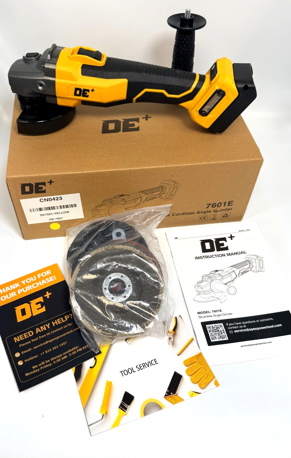 DE+ 4-1/2 Max Cordless Angle Grinder 10 Sandpapers – 7601E *NEW IN BOX*