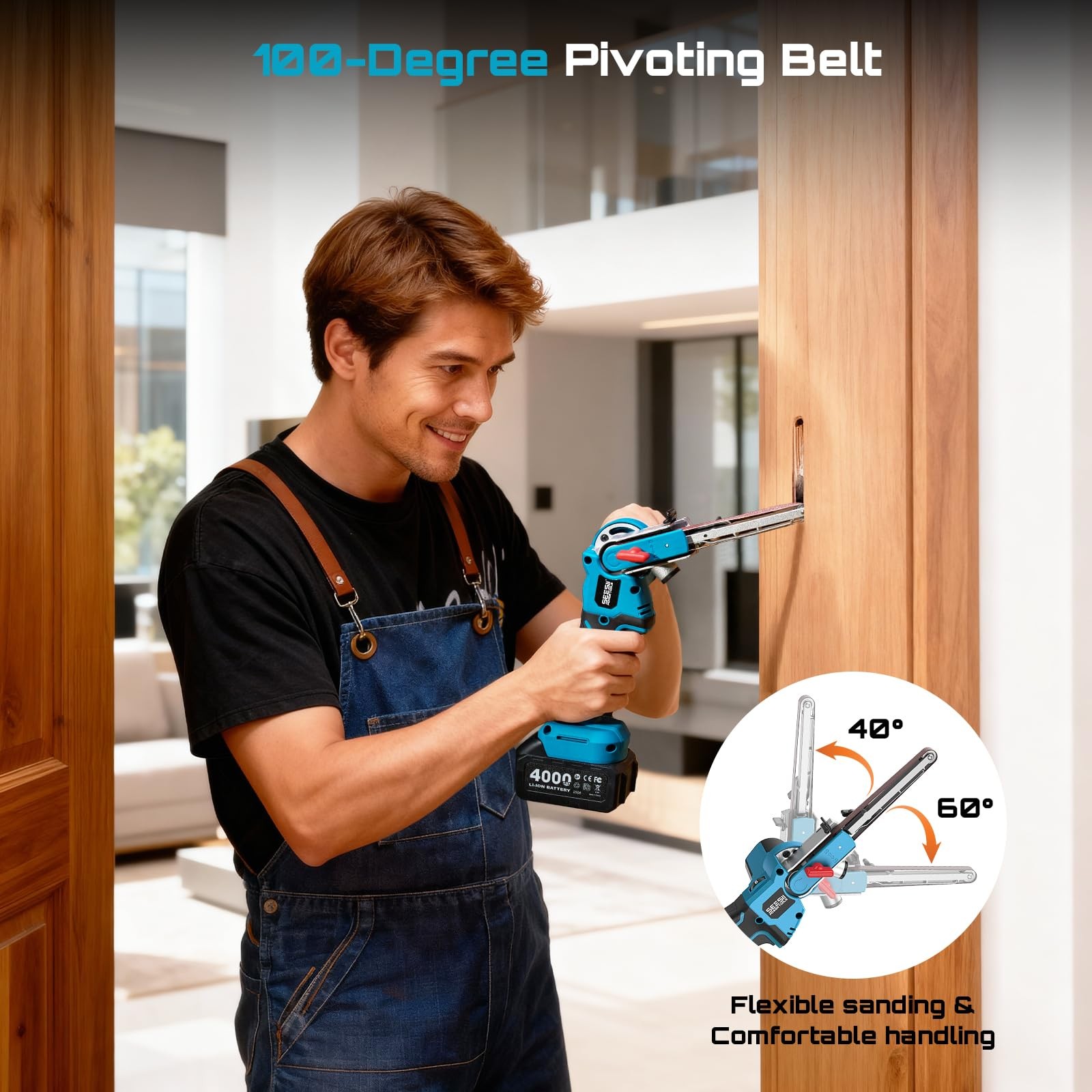 Cordless Belt Sander 1/2 x 18 Inch 6 Speed Metal Wood Plastic Tool