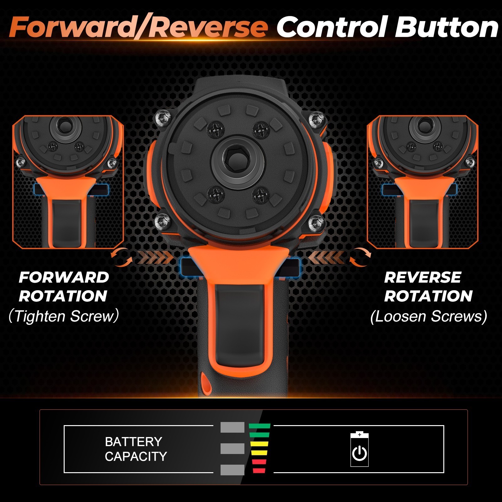 21V Cordless Impact Wrench High Torque 1/2&Prime; Brushless Drill with 2×2.0Ah Battery
