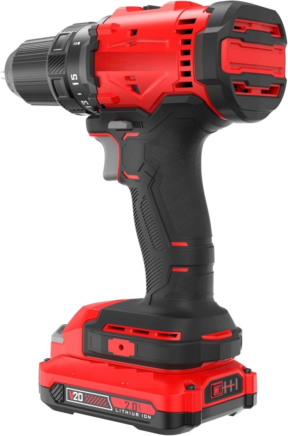 20V Cordless 1/2&Prime; Drill Driver Kit w/ 2.0Ah Battery Charger LED Light