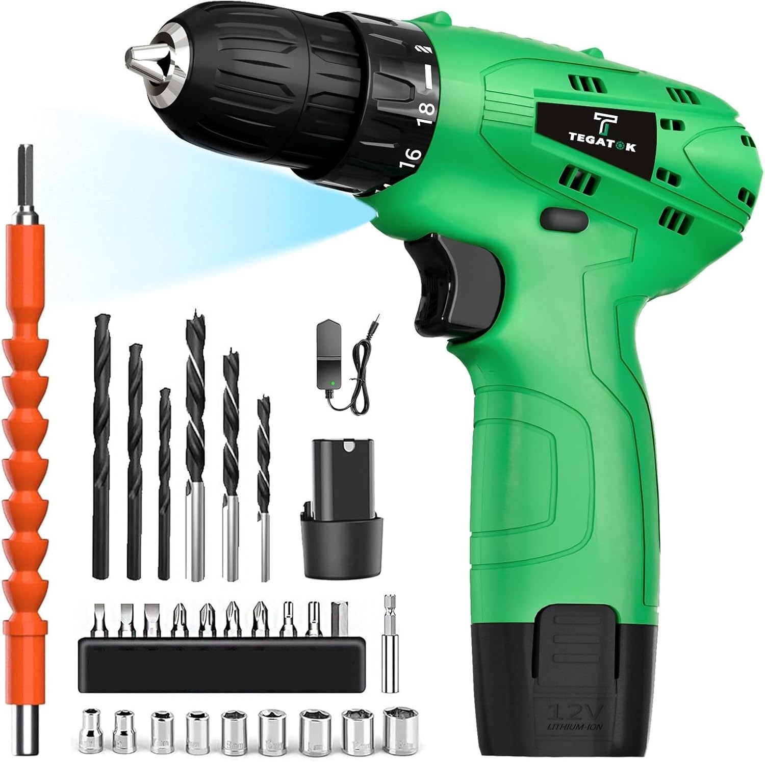 Cordless Drill Set,12V- Electric Drills Bits, 3/8 » Keyless Chuck w/ Battery …