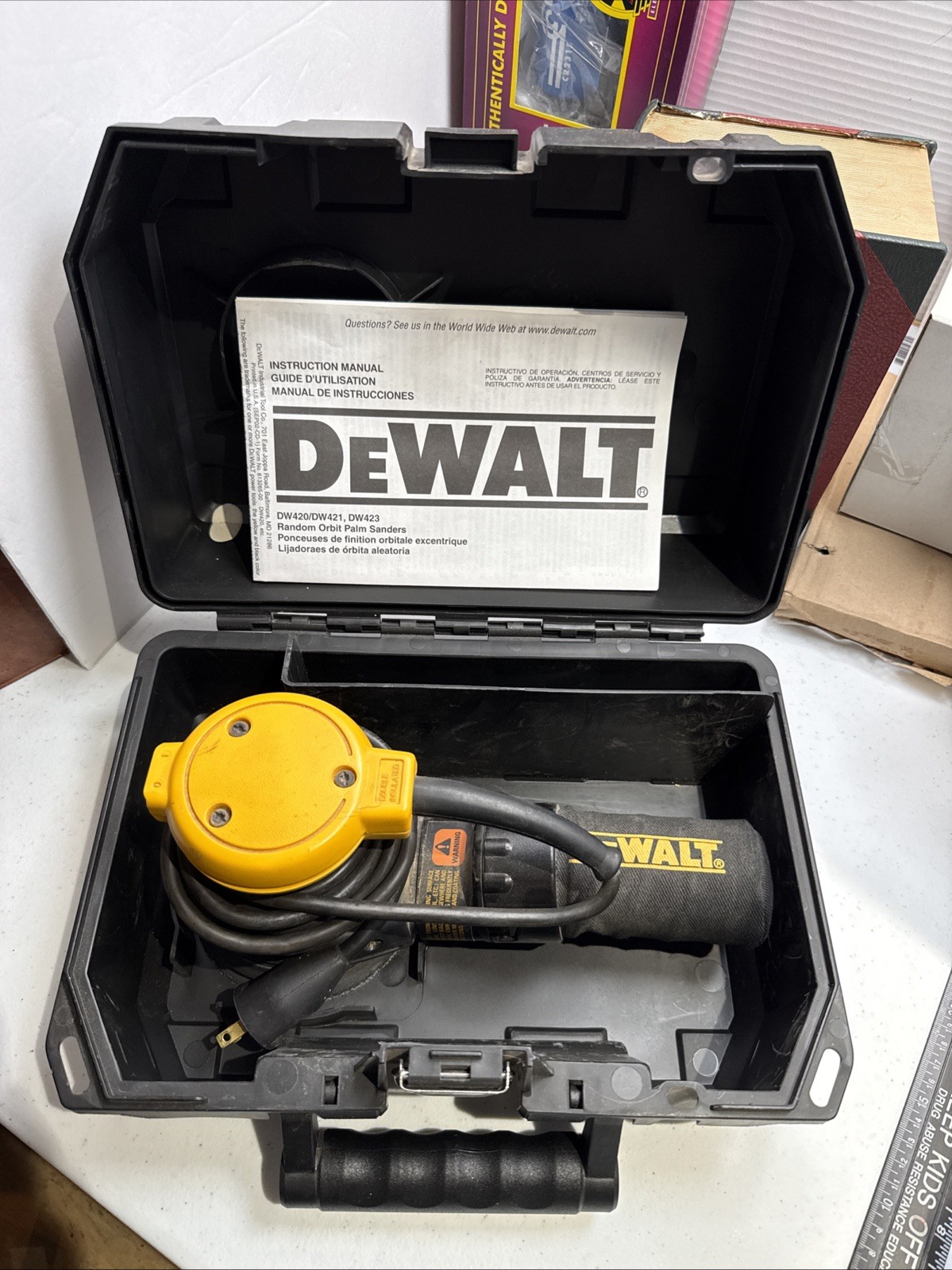 DEWALT DW421 Corded Random Orbital Palm Sander With Hard Case