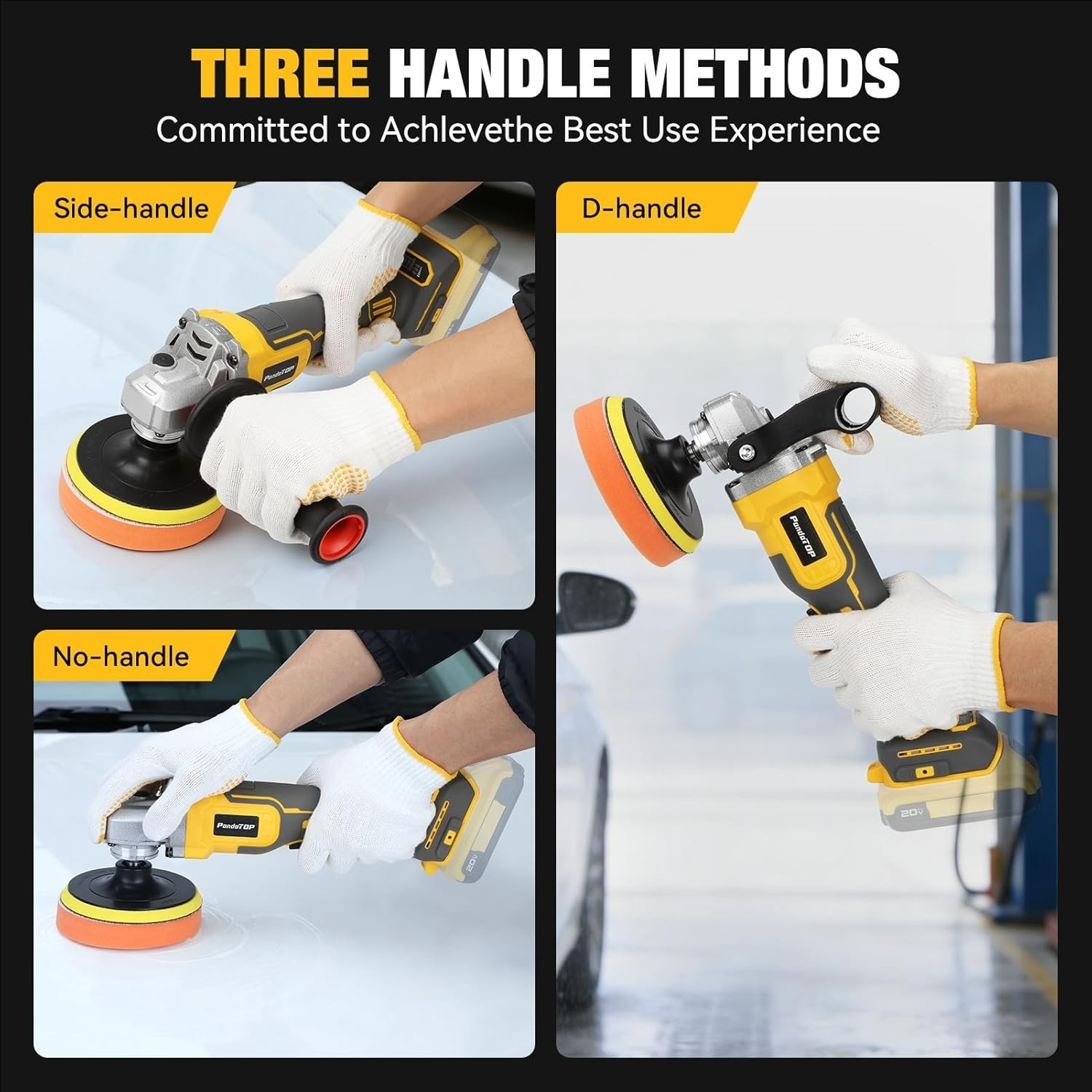 Cordless Buffer Polisher for De-Walt 20V Max Battery, Brushless Rotary Car Buffe