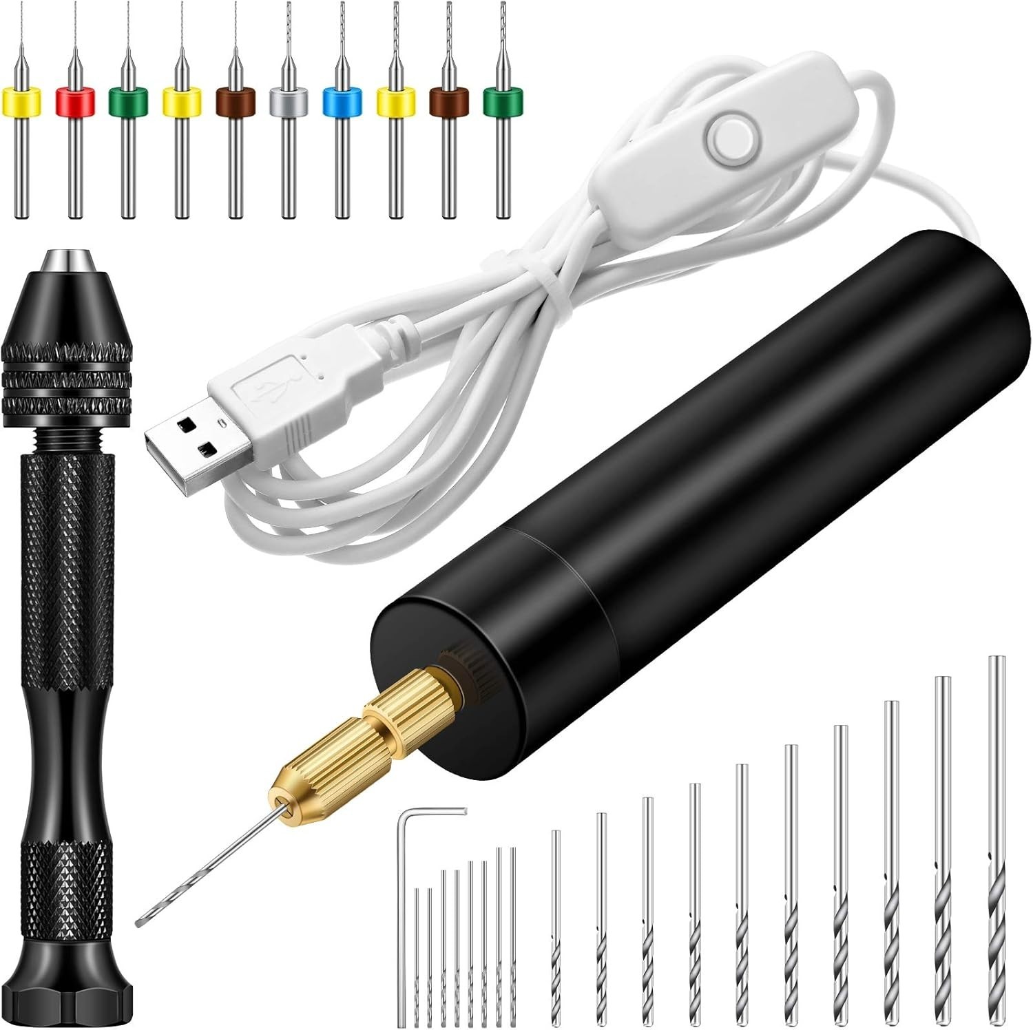 31-Piece Electric Hand Drill & Pin Vise Set for Precise Resin Jewelry Crafting