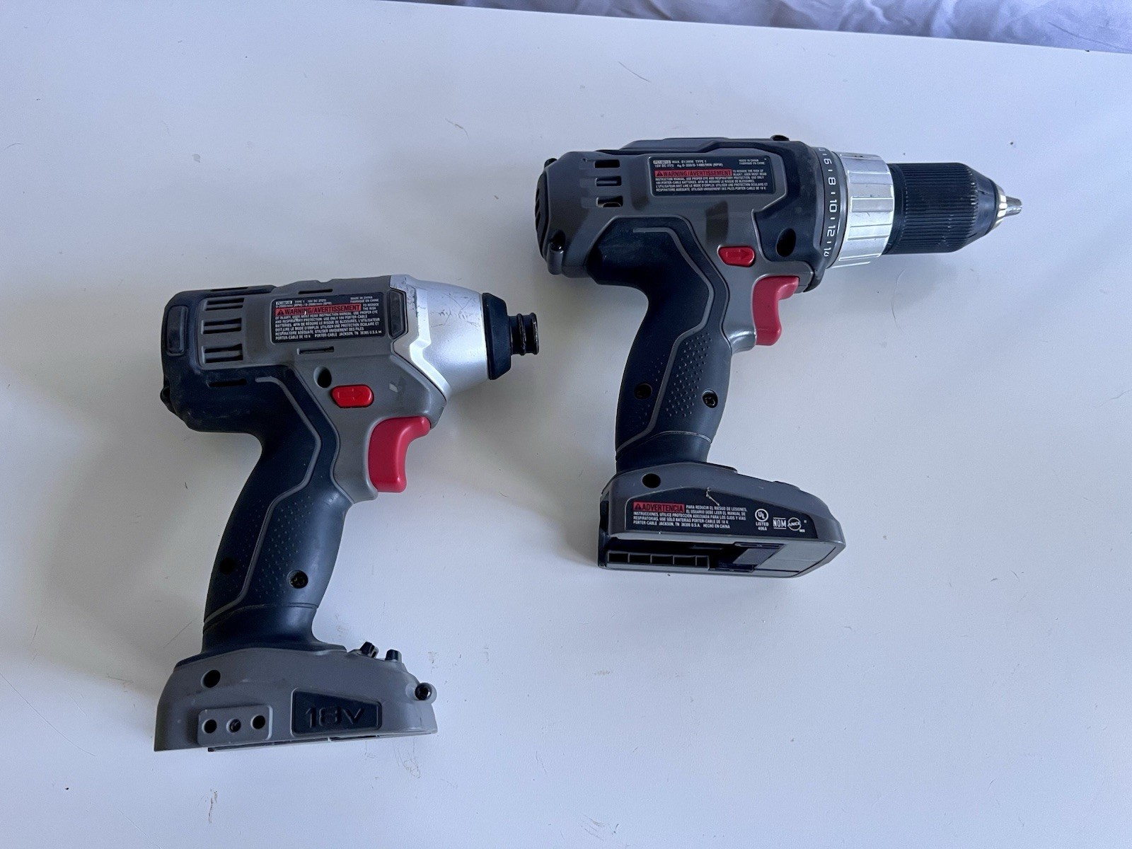 Porter Cable PC1801D Drill Driver And PC1801ID Impact Driver TOOLS ONLY TESTED