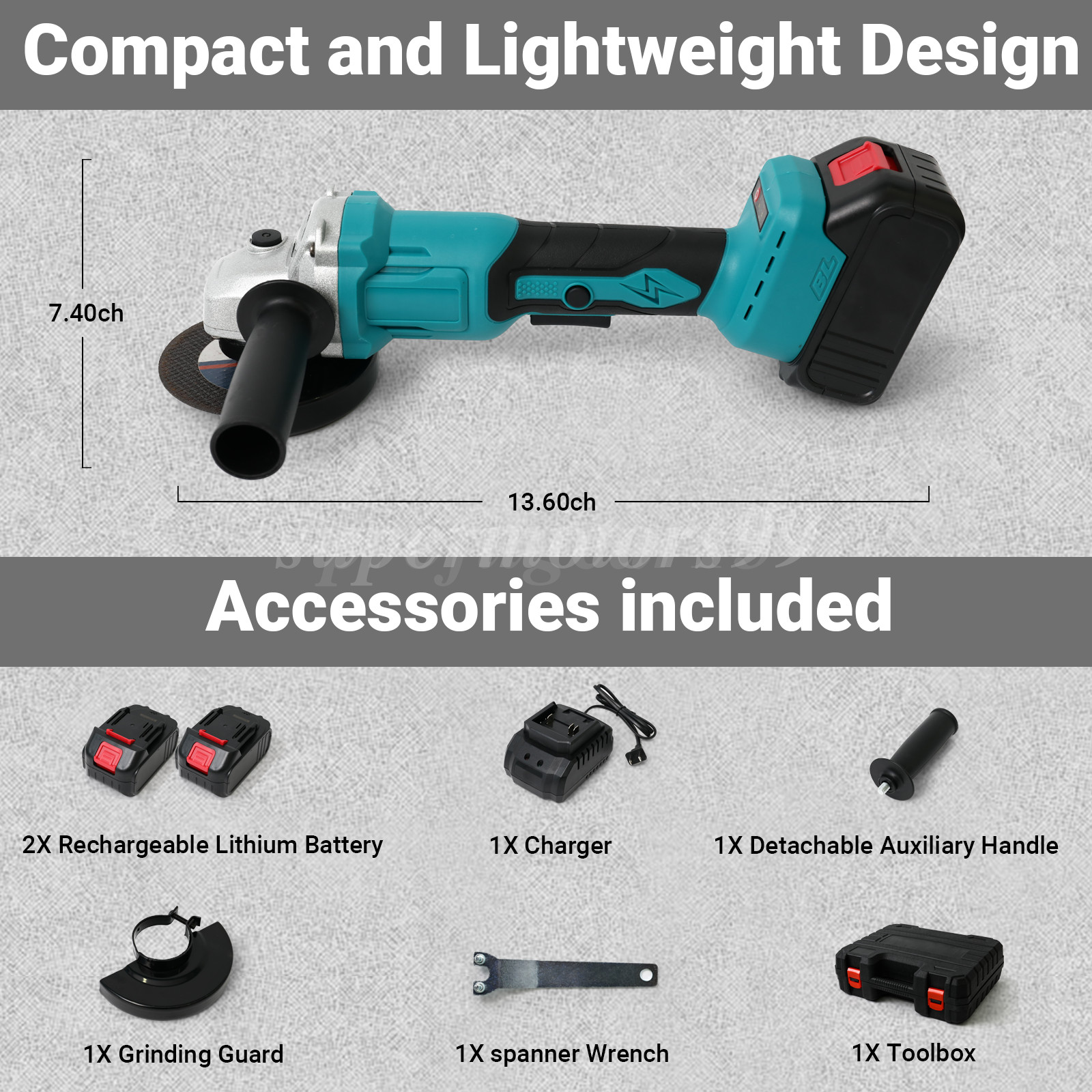 Cordless 4 1/2-Power Angle Grinder for Makita 21V Max Battery Brushless 9000 RPM