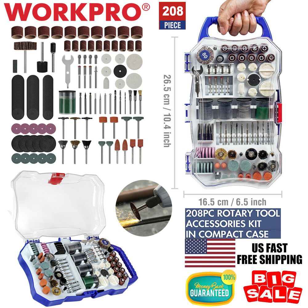 WORKPRO 208PC Rotary Tool Dremel Accessory Kit Grinding Sanding Polishing Set US