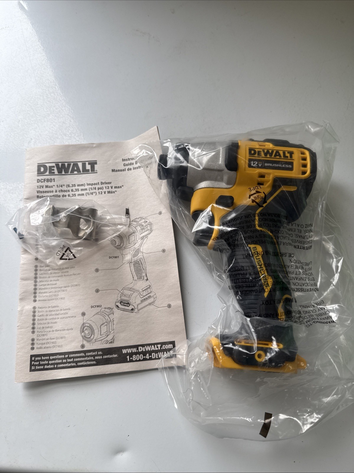 New Dewalt Xtreme DCF801B 12V Max 1/4&Prime; Hex Brushless 3 Speed Impact Driver