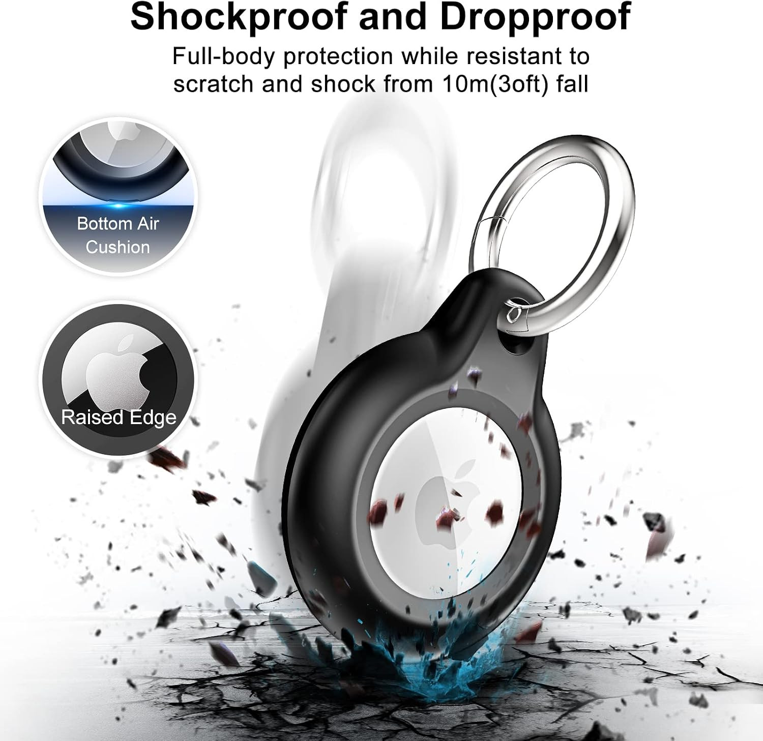 2 Pack Waterproof for Airtag Holder Case with Keychain, Shockproof & Dustproof A