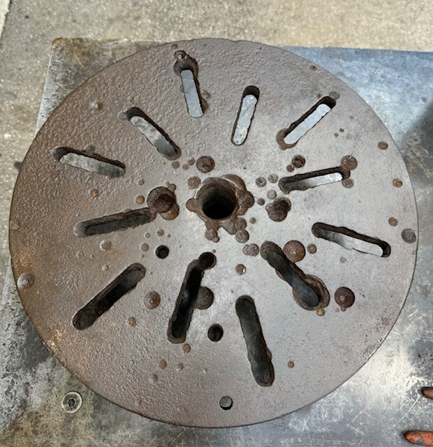 Large Antique Round Drill Press Work Table
