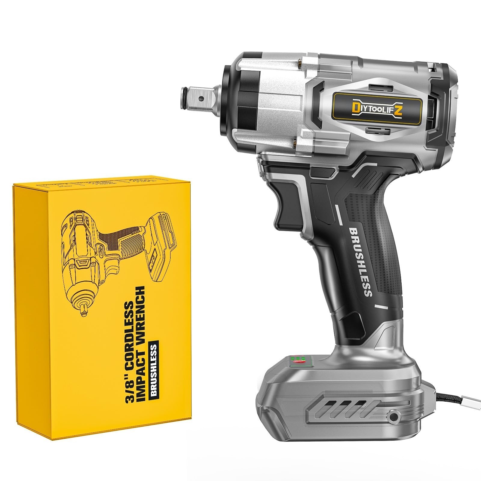 DIYtoolifz 1/2&Prime; Cordless Impact Wrench 1110 ft-lb Brushless 20V Bare Tool
