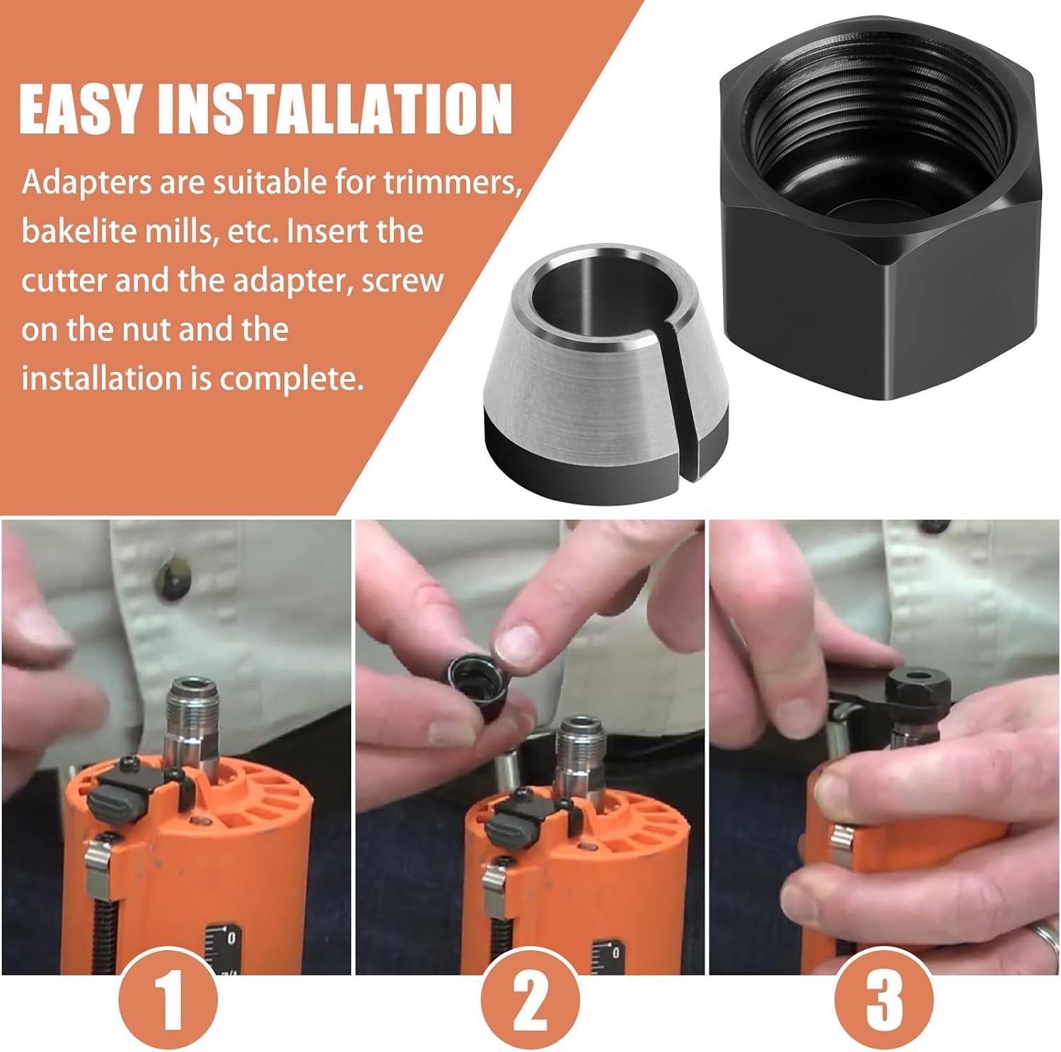 Precision Trimming – 2PK Collet Nut & Cone Sleeve for Ridgid R2400/R2401 Routers