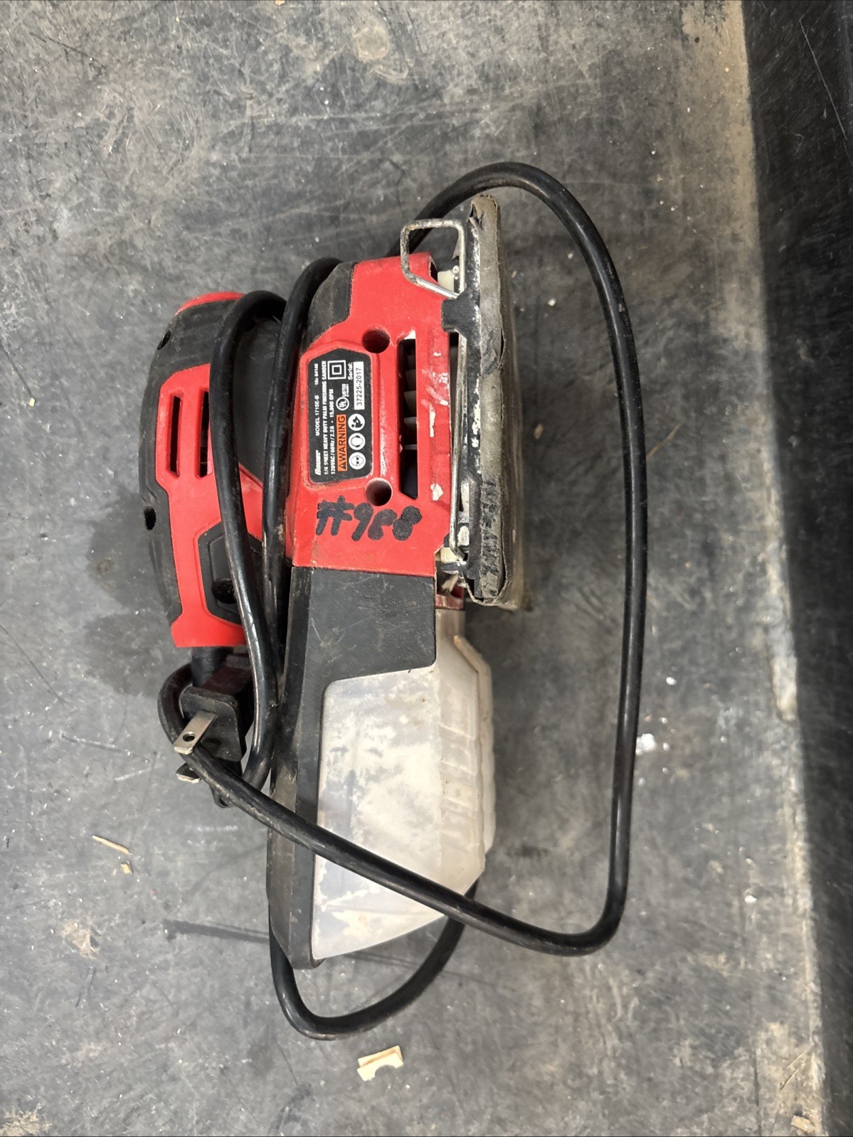 BAUER #1715E-B Palm Finishing Sander for 1/4 Sheets, 2.2 Amp, Includes Dust Bin