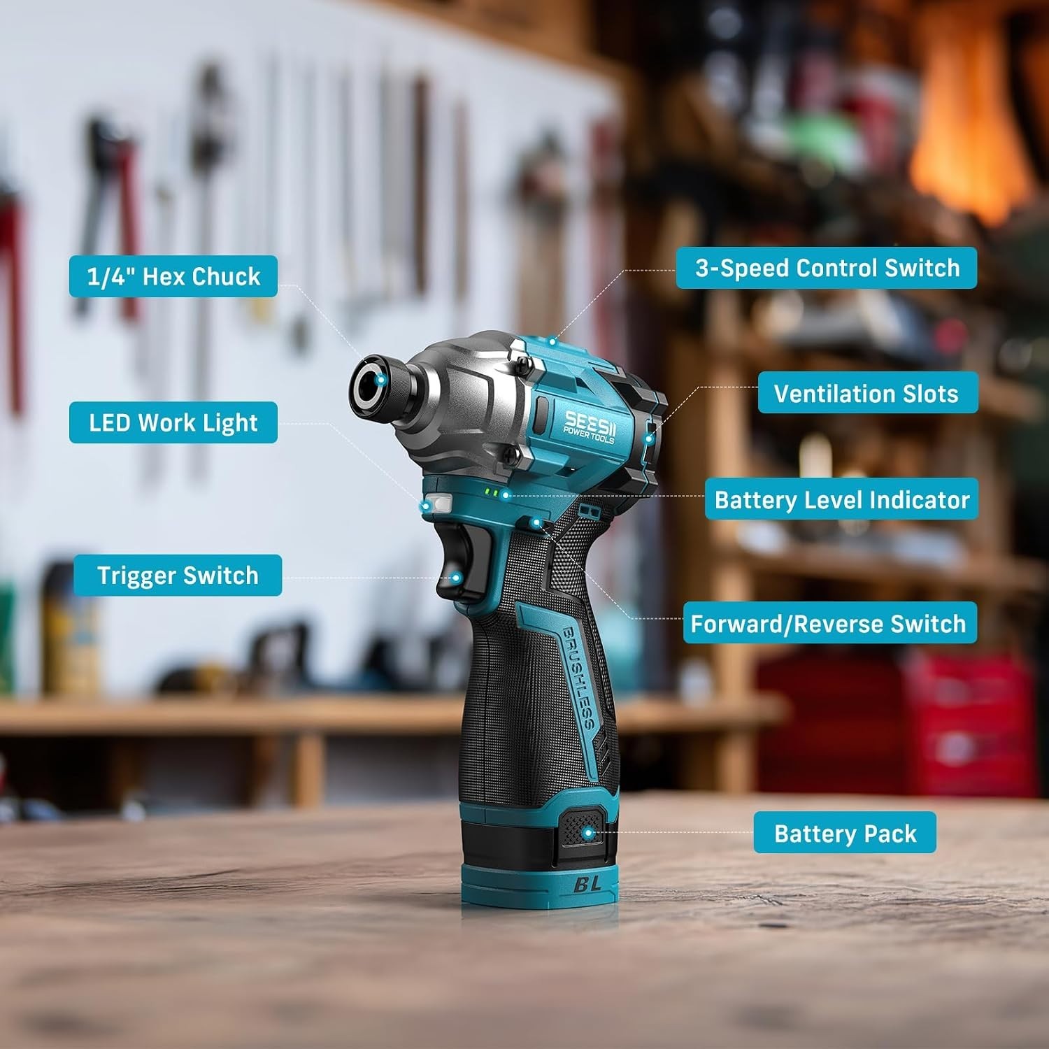 Powerful 16.8V Cordless Impact Driver, 2 Batteries Included