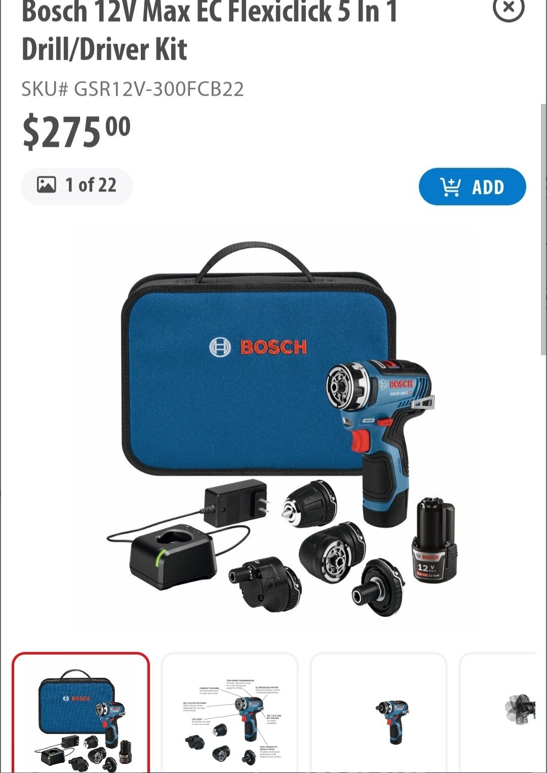 ⭐️NEW⭐️ BOSCH 12V MAX Flexiclick® Brushless 5-In-1 Driver Kit GSR12V-300FCB22