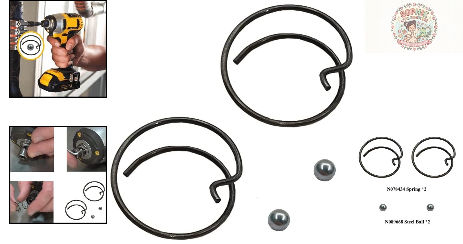 2-Pack Spring and Steel Ball Kit for Reliable Impact Driver Performance