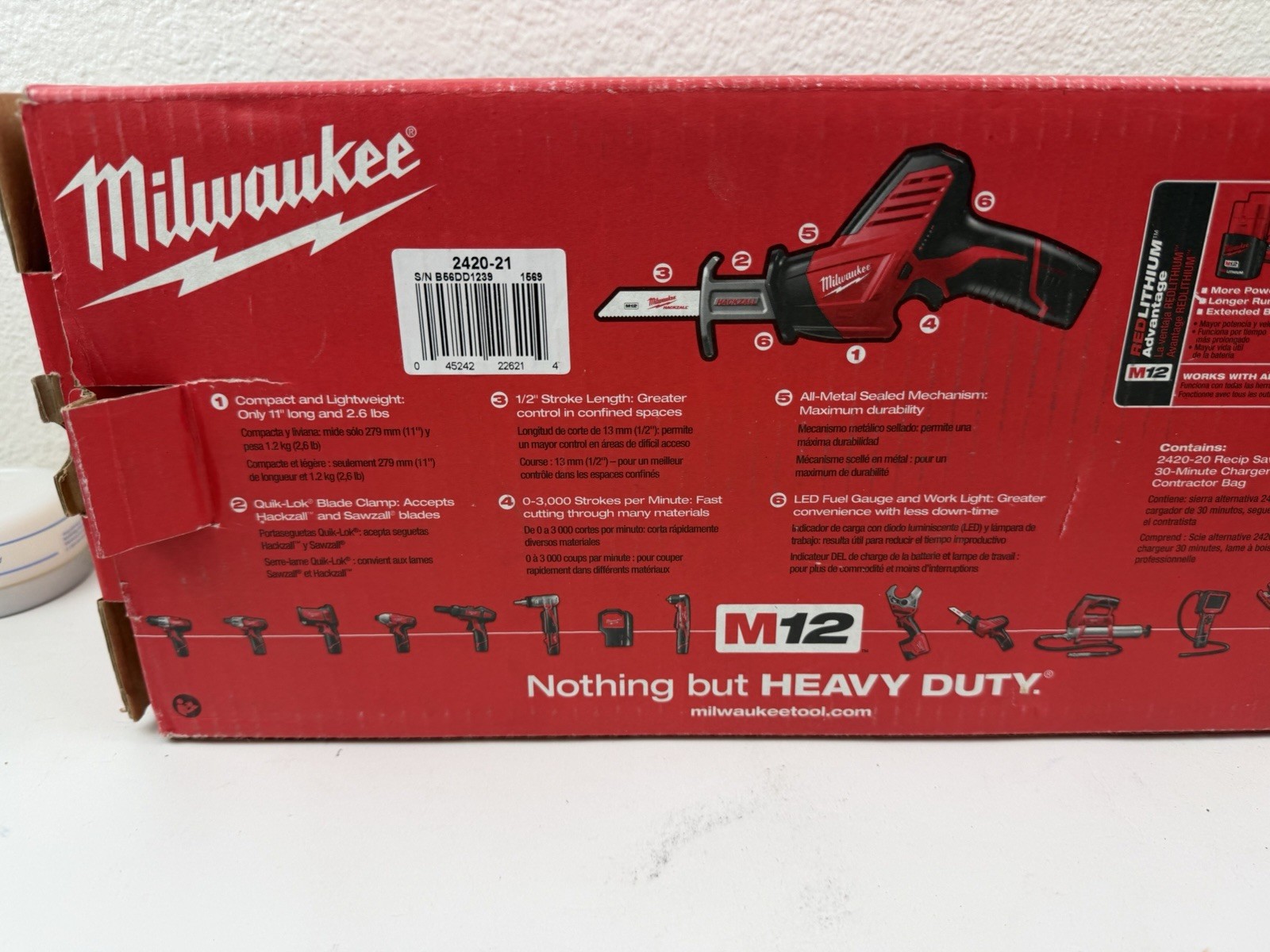 Milwaukee 2420-20 M12 HACKZALL Reciprocating Saw Kit With Battery Charger Tested