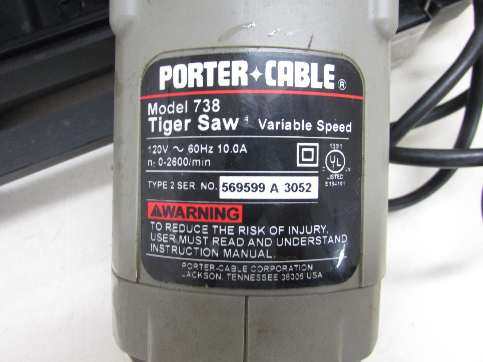 PORTER CABLE 738 VARIABLE SPEED RECIPROCATING TIGER SAW w/ CASE (3) NEW BLADES
