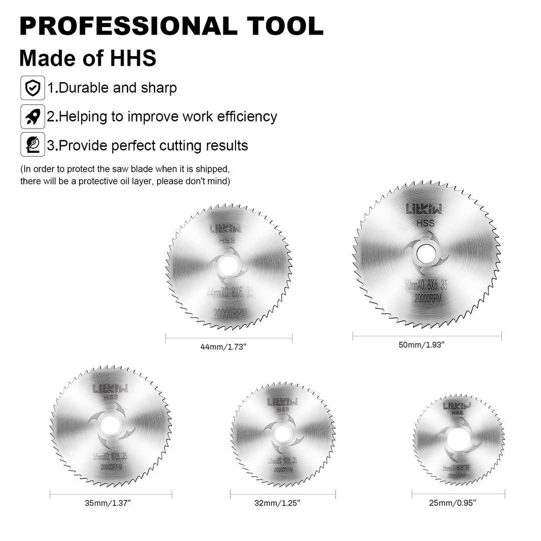 1/4-Inch Hex Shank Rotary Drill Saw(With 5PCS Blades),Hss Saw Disc Wheel Cutting
