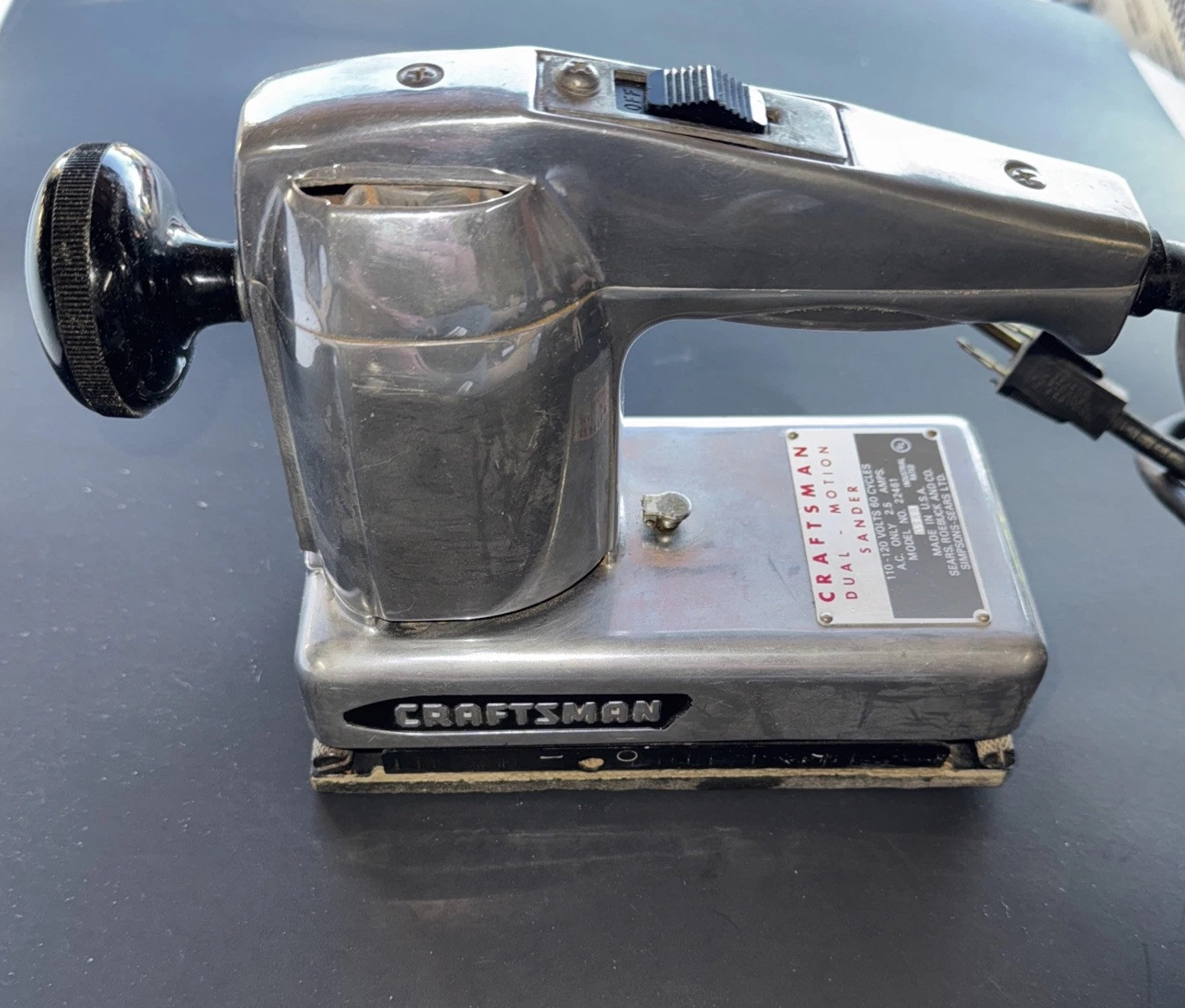 Vintage polished Craftsman Orbital Sander Model 22461 110-120 Volts USA