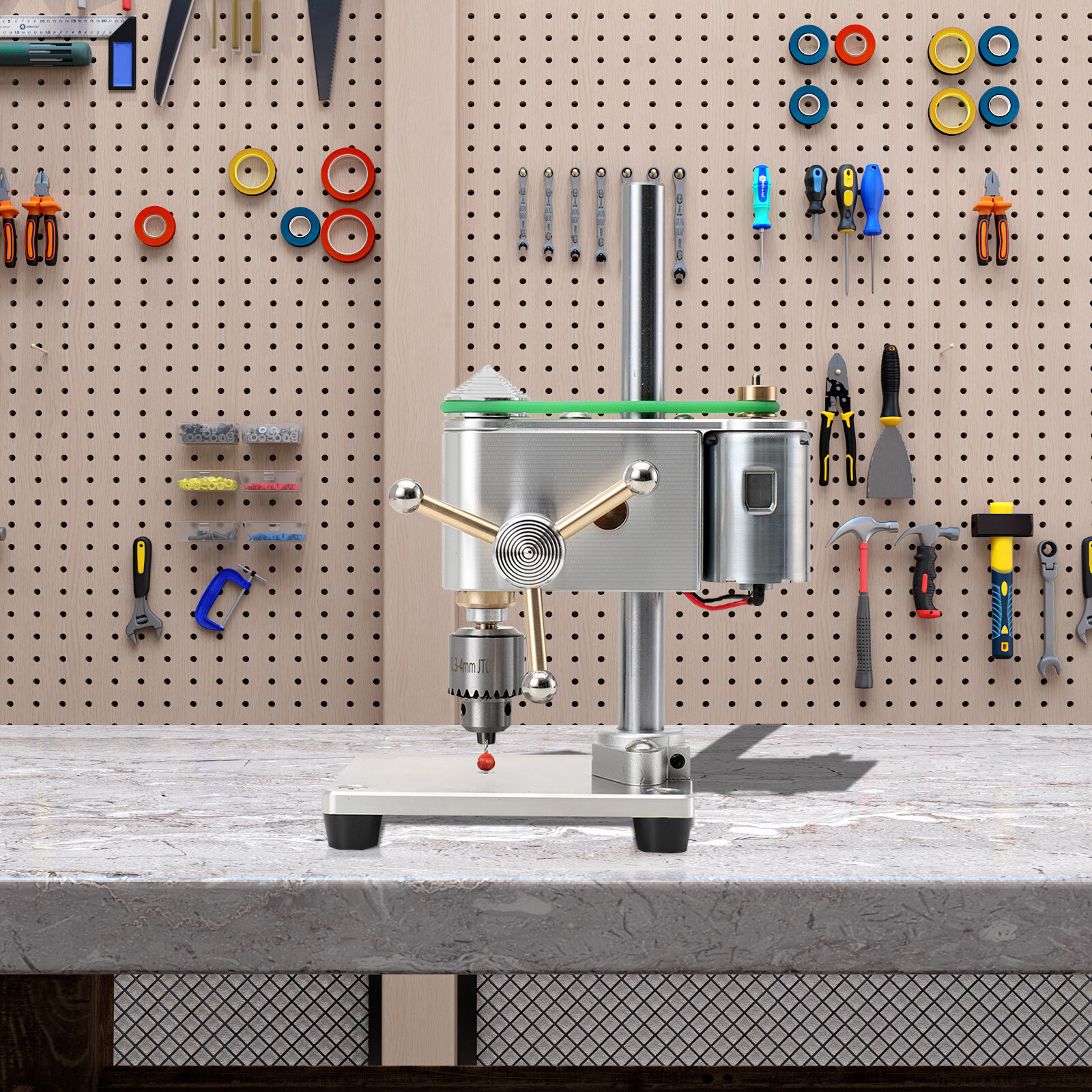 Mini Bench Drill Press 0.3-4mm Electric Benchtop Drill Press + 12V Power Adapter