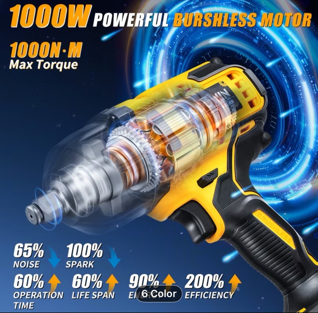 21V Cordless High Torque Impact Wrench, Wireless Drill Kit, 1942 RPM Impact