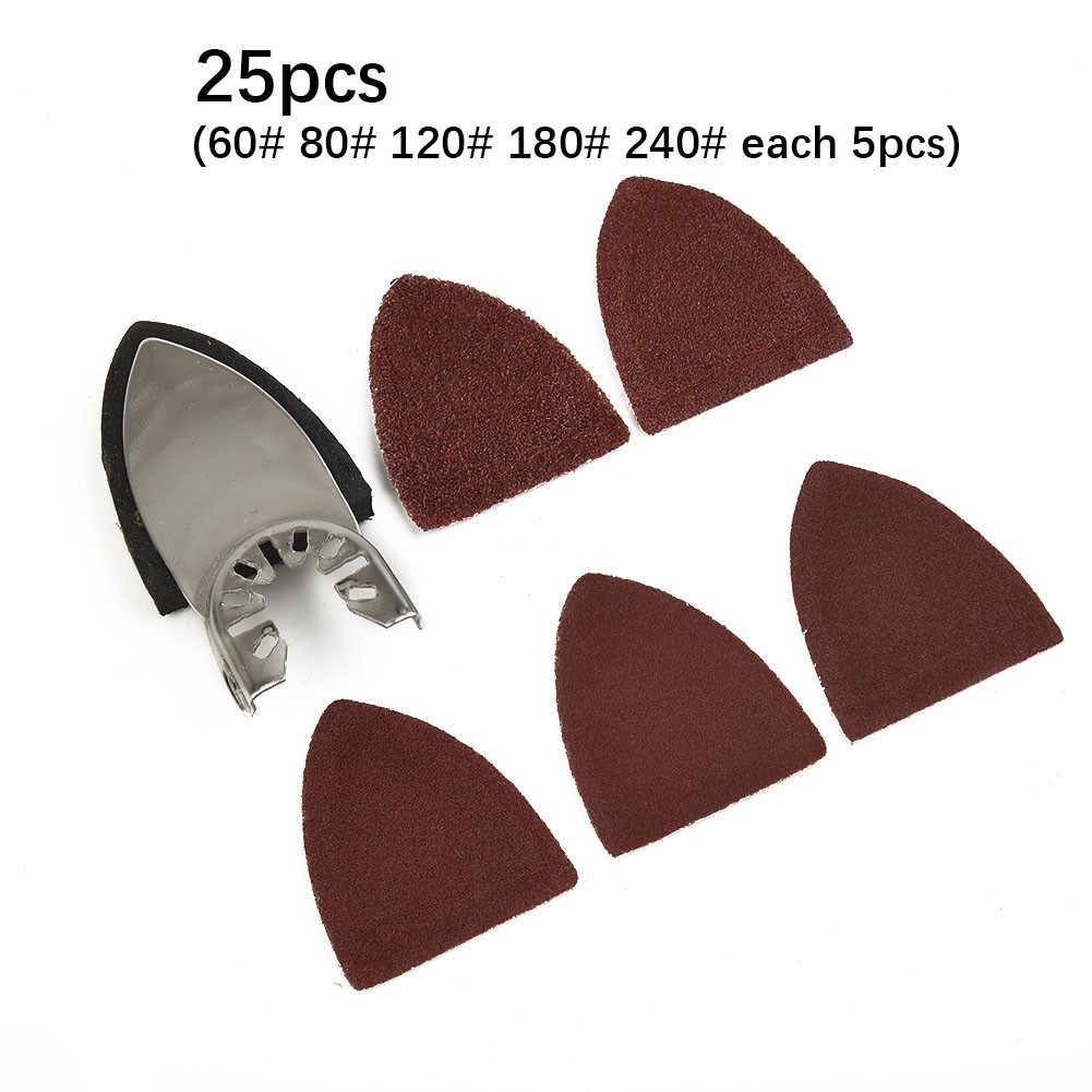 Oscillating Power Multi Tool 25pcs Mix Sanding Paper Sheet W/ Sanding Pads Set