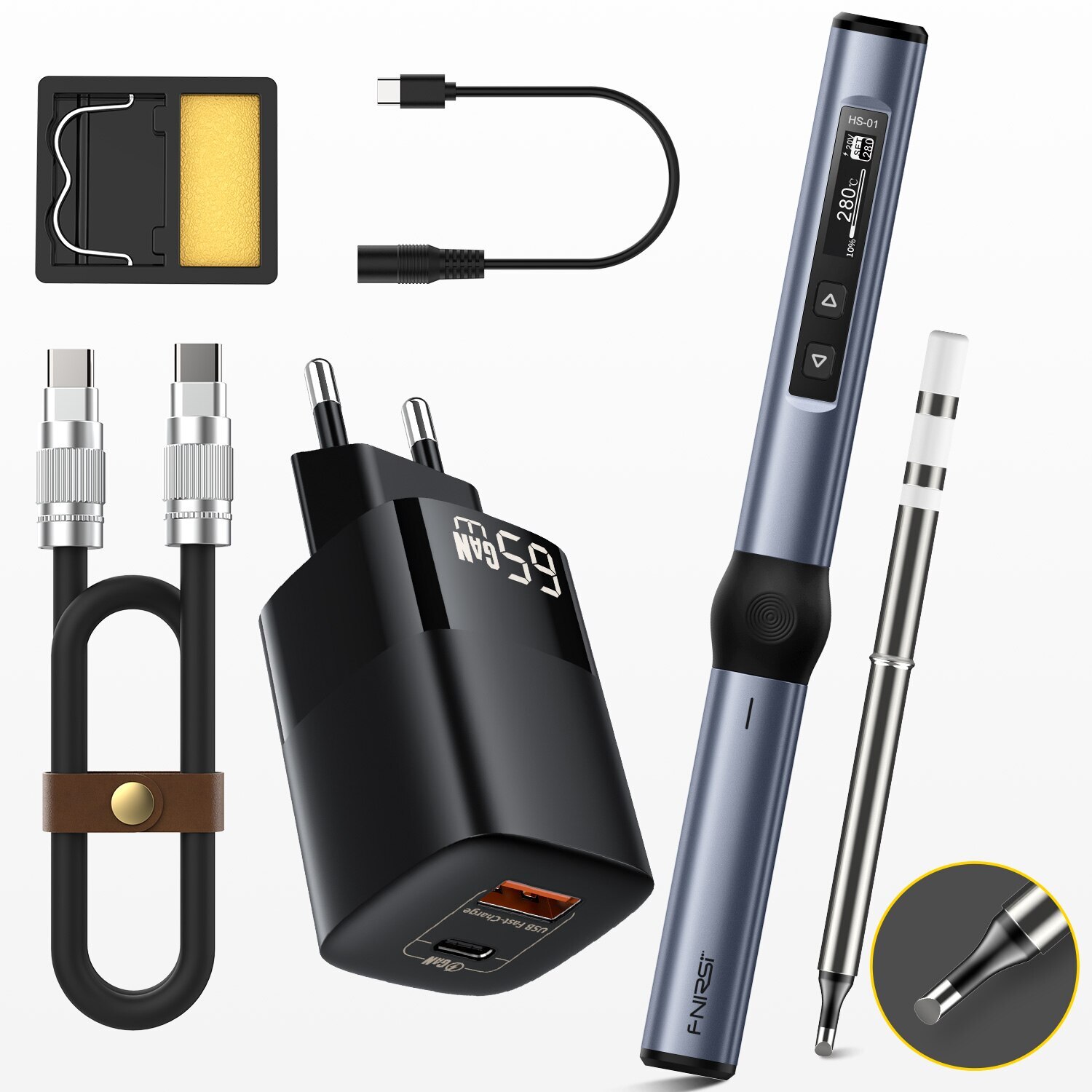 FNIRSI Smart Soldering Iron Electric PD 65W Adjustable Voltage Temperatue 420°C