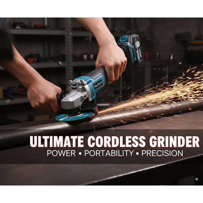 Cordless Angle Grinder 9000 RPM Brushless Motor 2 Batteries Safety Kit New